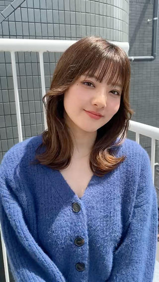 ミディアム カラー ♠️暗髪レイヤー♠️ 中山唯斗のヘアスタイル