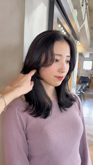 ミディアム カラー ♠️暗髪レイヤー♠️ 中山唯斗のヘアスタイル