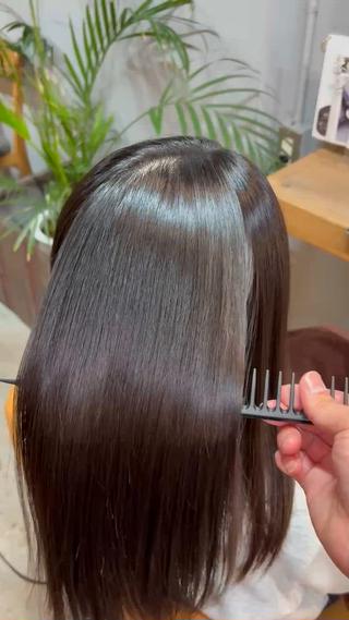 縮毛矯正/髪質改善/水素トリートメント/ミディアム/縮毛矯正モデル 