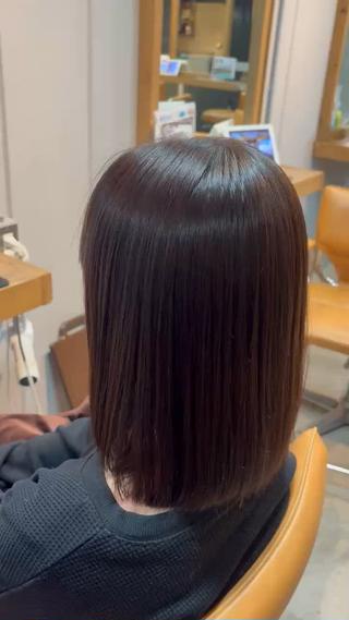 縮毛矯正/髪質改善トリートメント/アイロンワーク/ボブ/ミディアム/水素トリートメント 