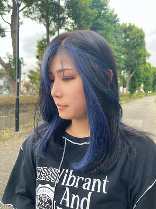 ネイビーブルー×インナーカラー 