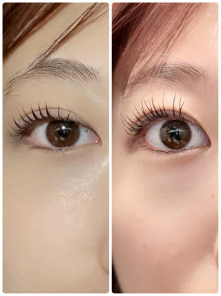 束感ラッシュリフト。
サムネの写真はパーマ後にエクステをつけたパリエクバージョンとの比較。 