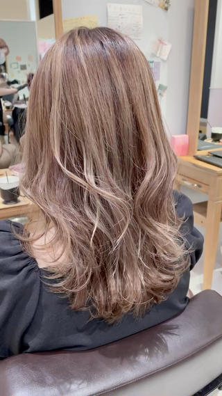 セミロング カラー 心斎橋/ブリーチなし 髪質改善/レイヤーのヘアスタイル