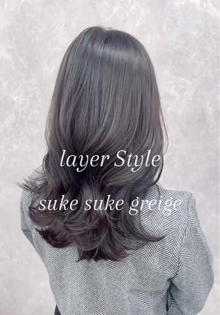 ミディアム カラー 心斎橋/ブリーチなし 髪質改善/レイヤーのヘアスタイル