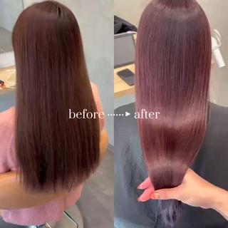 pink violet color
ブリーチハイライトを入れることによって
全体へのダメージは軽減しつつ
発色いいカラーに染めることができます!