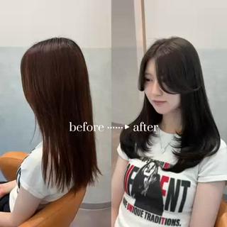 レイヤーカットで動きのでるスタイルに
毎日のスタイリングも簡単にできます♡
olive color