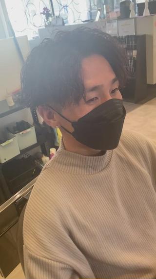 ミディアム メンズパーマ/難波/ 心斎橋　室園亮佑のヘアスタイル