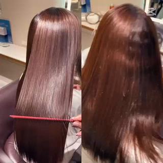髪質改善ストレートの仕上がりイメージです。
 