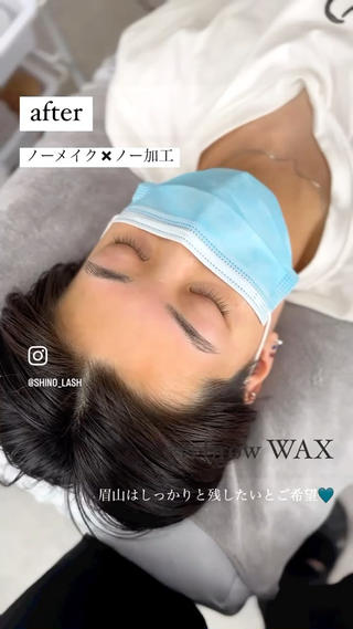 𓂃eyebrow WAX

眉毛WAXのメリットは
自己処理が圧倒的に楽になる事です

当店では黄金比も測らせて頂くので
骨格に合わせたお似合いの眉毛の形をご提案することが出来ます

剃るとチクチクした眉毛が次の日には生えてきて
青くなりますがWAX脱毛をするとつるんっとなり
１ヶ月ほど自己処理しなくても良くなります 