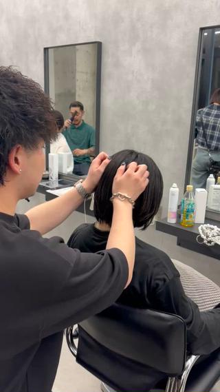 ショート ブリーチ縮毛矯正 ハイライト/Yutoのヘアスタイル