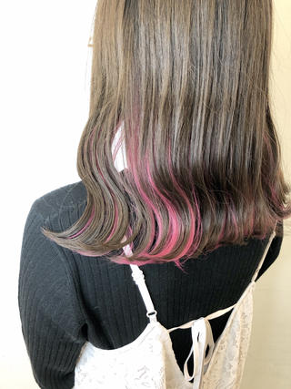 インナーカラー ホワイトピンク 