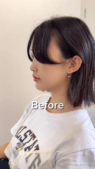 ボブ　顔まわりカット　小顔サイドバング　縮毛矯正 
