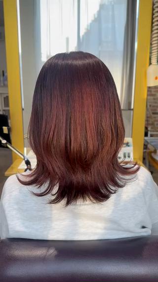 ミディアム カラー 艶髪/レイヤー/ 心斎橋💖Sakiのヘアスタイル