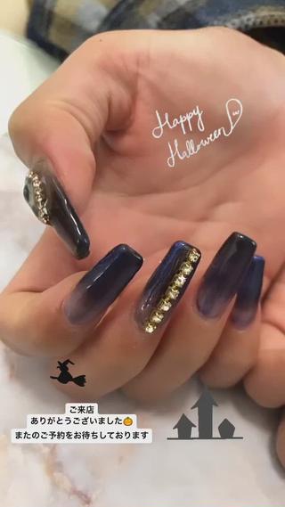 お客様ネイル
スカルプ×ジェル　
マグネットジェルでHELLOWEEN nail 