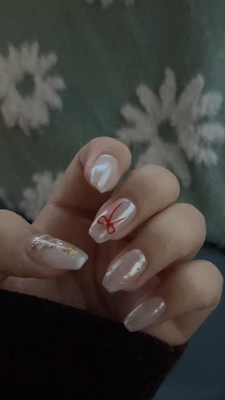 ホワイトミラーでクリスマスネイル 