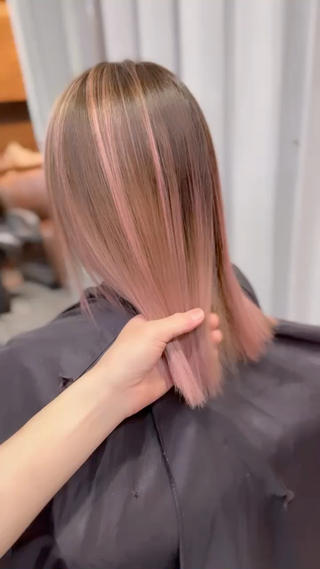 セミロング カラー 難波ブリーチカラー 伊藤洋輝のヘアスタイル