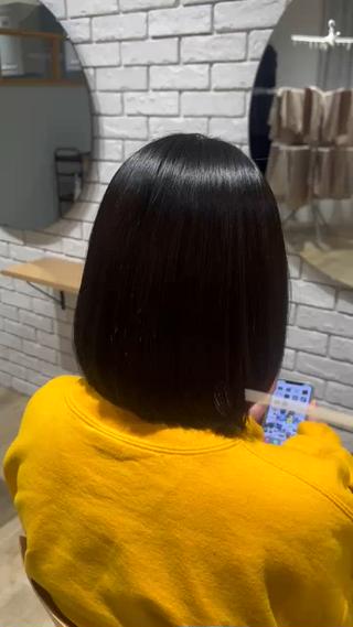 デジタルパーマ2回してある髪の毛に縮毛矯正を全頭してサラサラ髪になりました️ 