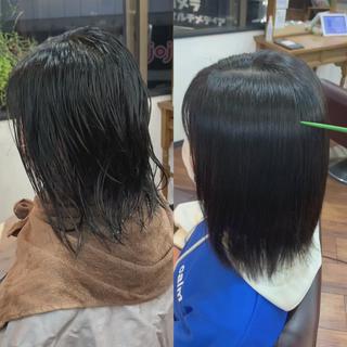 ミディアム 縮毛矯正/ショート/ レイヤー/畑中正敏のヘアスタイル