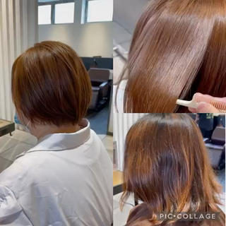 ショート カラー パーマ 渡部雄大 ショート／縮毛矯正のヘアスタイル