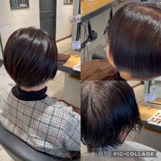 ショート カラー パーマ 渡部雄大 ショート／縮毛矯正のヘアスタイル