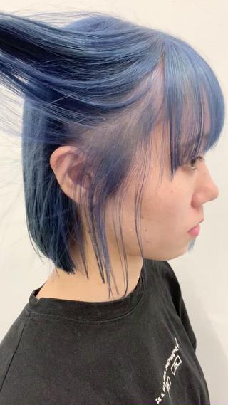 BOB × blue
#ボブ #ミニボブ #切りっぱなしボブ #ブルー #ハイトーン #ペールトーン #ブリーチ #ケアブリーチ #デザインカラー