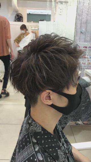 ショート カラー メンズ 髪質改善× ハイライト溝江のヘアスタイル