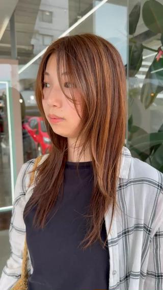 セミロング カラー ブリーチなしWカラー レイヤー/KOHNOのヘアスタイル