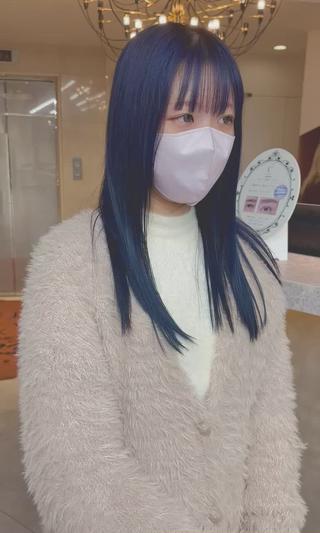 ネイビーカラー＋シースルーバング 