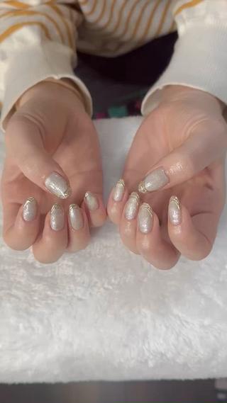#オーロラネイル
#ミラーフレンチネイル
#ブライダルネイル 