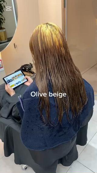 ブリーチ一回オリーブベージュ
