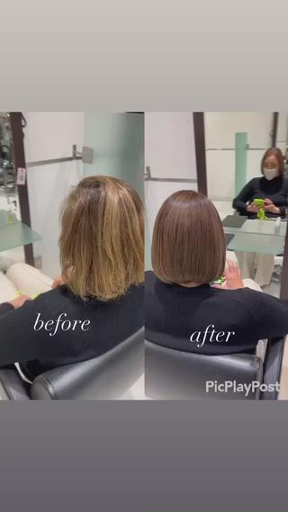 ミディアム 大人女性ぼかし メンズ強化🦙平作のヘアスタイル