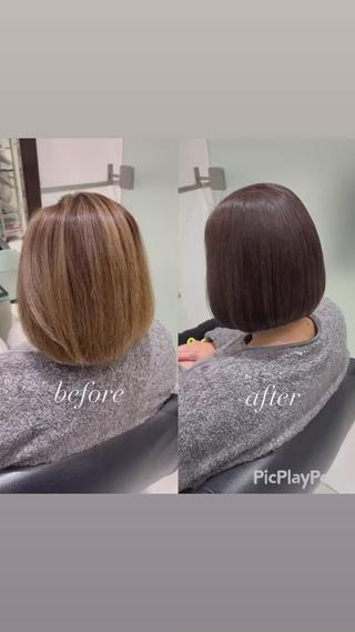 ミディアム カラー 大人女性ぼかし メンズ強化🦙平作のヘアスタイル