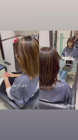 ミディアム 大人女性ぼかし メンズ強化🦙平作のヘアスタイル