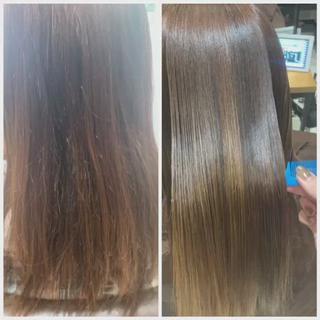 乾かすだけでこの艶！まとまり
毎日アイロンしてる方！
ブリーチ毛でも綺麗になりますよ！
ぜひお任せください 