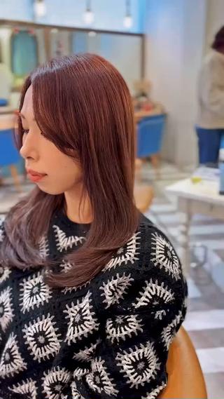 ロング ♥韓国レイヤー/透明 感カラー/顔周りのヘアスタイル