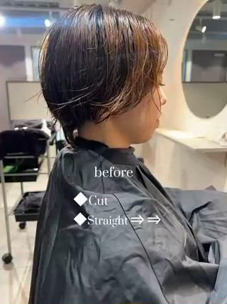 大人ショート/ショートボブ/丸みショート/髪質改善縮毛矯正 