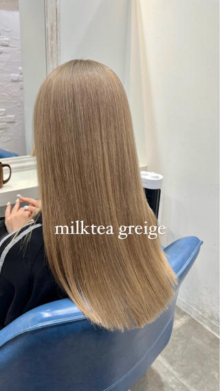 ミルクティーグレージュ ミルクティーカラー ハイトーン ベージュ ダブルカラー ブリーチカラー
ブリーチ目安2回​〜​ 