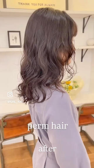 「エアウェーブ」と薬剤選定でダメージレスで、コテで巻いた様な柔らかなパーマにリピート続出♪髪質となりたいイメージから”あなた史上1番可愛い”スタイルを叶えます◎柔らかく無造作な質感で、くせ毛風の絶妙なニュアンスを再現します！

#お客様ヘア　#リアルパーマ 