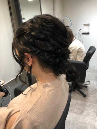 ミディアム ヘアアレンジ 下妻 カラーエクステ難波のヘアスタイル