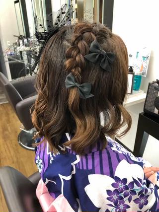 ミディアム ヘアアレンジ 下妻 カラーエクステ難波のヘアスタイル