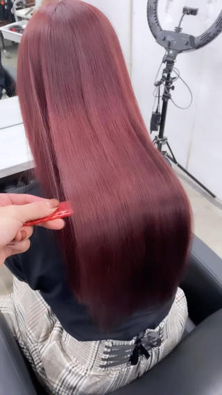 #髪質改善#ケラチントリートメント#暖色#チェリーレッド 