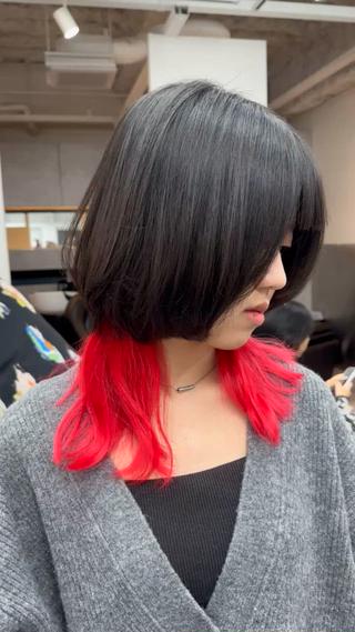 #ビビットレッド　#インナーカラー　#錦糸町美容室 