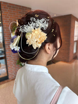 成人式サイド編み下ろし 