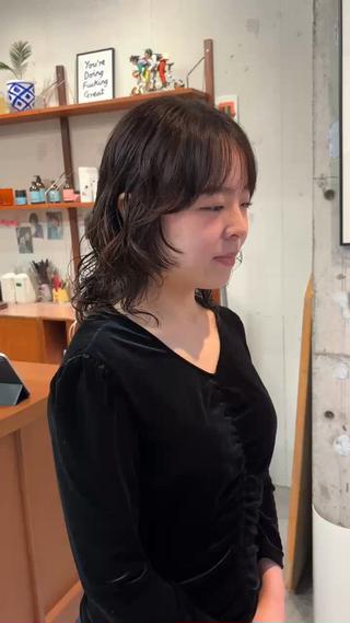 ミディアム パーマ 永田 愛莉のヘアスタイル