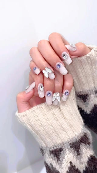 #韓国ネイル#バタフライネイル#ネイル#アートネイル#フレンチネイル#囲みフレンチ 