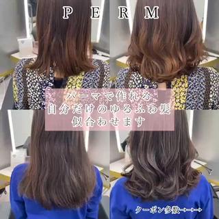 セミロング カラー パーマ 左藤健人 デジタルパーマ/渋谷のヘアスタイル