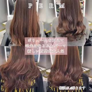 セミロング カラー パーマ 左藤健人 デジタルパーマ/渋谷のヘアスタイル