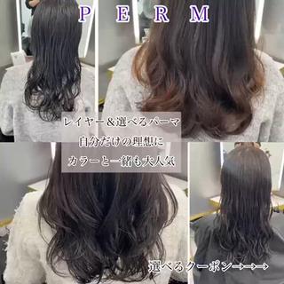 セミロング カラー パーマ 左藤健人 デジタルパーマ/渋谷のヘアスタイル