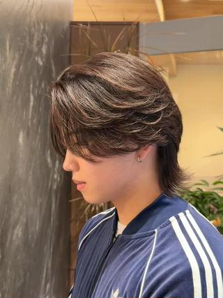 セミロング パーマ メンズ SALOWIN 原宿 iori所属・✂️原宿指名No.1 センターパート✂️のヘアスタイル