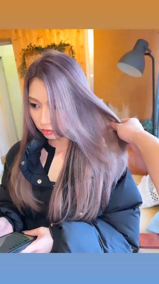 ロング 韓国レイヤー外国人風 透明感カラー髪質改善のヘアスタイル